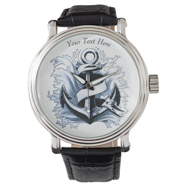 Nautical Sea Blue Anchor Watch (Front)