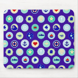 Nautical Sea Blue Sailor Pattern Mouse Pad