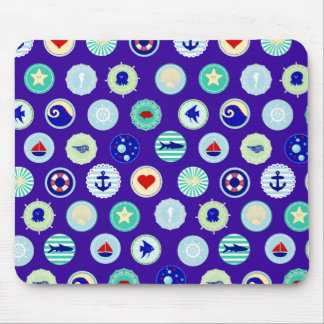 Nautical Sea Blue Sailor Pattern Mouse Pad