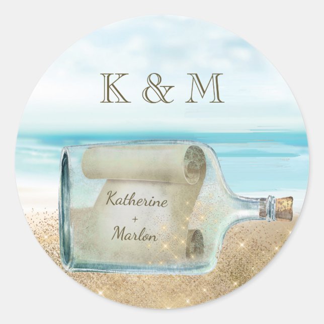 Nautical Sea Bottle Message Wedding Envelope Seal (Front)
