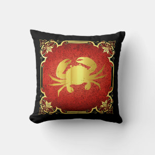 Nautical sea crab silhouette/gold/black /blue thro cushion