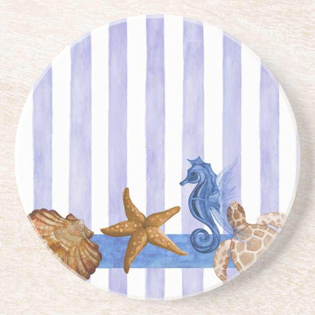 Nautical Sea Creatures Coaster (Front)