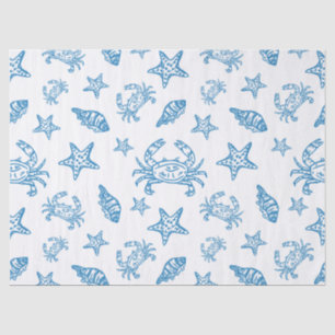 Nautical Sea Creatures Doodle Pattern Tissue Paper