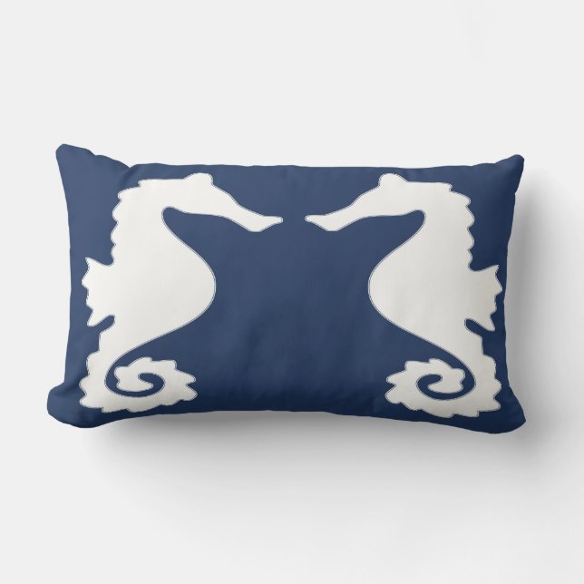 Nautical Sea Horses Lumbar Pillow (Front)