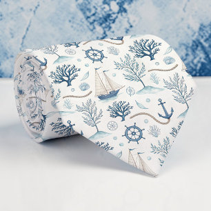 Nautical Sea Life Custom Necktie
