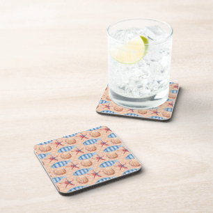 Nautical Sea Life Fish Starfish Shells Ocean Coaster