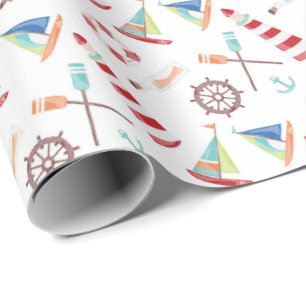 nautical sea lighthouse wrapping paper