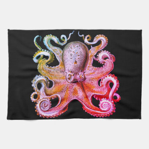 Nautical sea Octopus decor kitchen towel pink