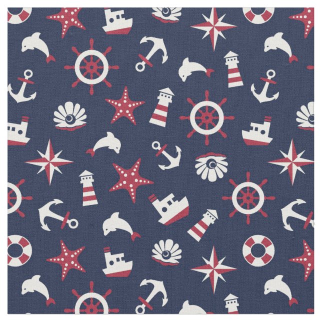 Nautical Sea Pattern Fabric (Close Up)