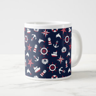 Nautical Sea Pattern Large Coffee Mug