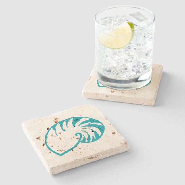 Nautical Sea Shell Stone Drink Coaster Gift (Side)