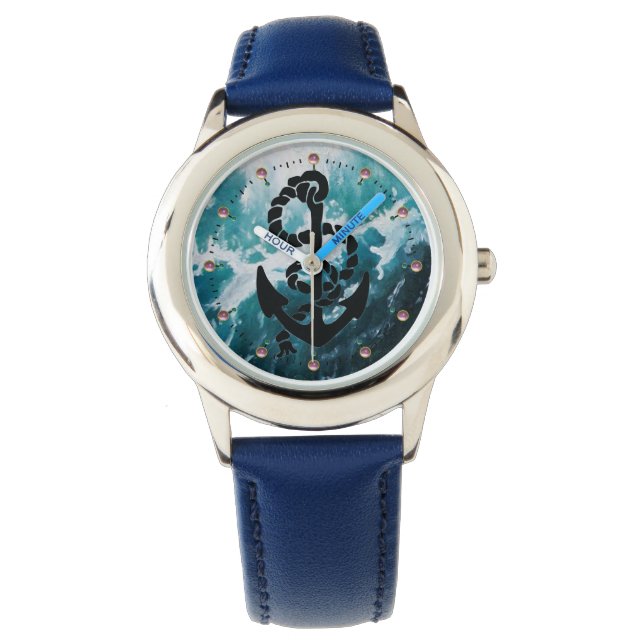 NAUTICAL / SEA WAVES ,ANCHOR AND ROPE WATCH (Front)