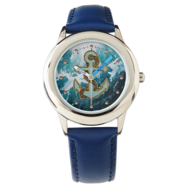NAUTICAL / SEA WAVES ,ANCHOR AND ROPE WATCH (Front)