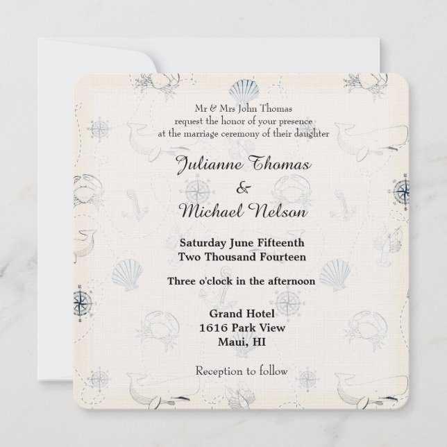 Nautical Sea Wedding Invitation (Front)