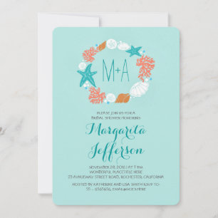 nautical sea wreath beach bridal shower invites
