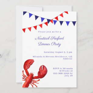 Nautical Seafood Dinner Summer Party Invitation