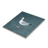 Nautical Seagull Bird Green Tile (Side)