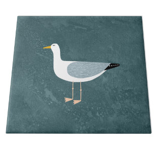 Nautical Seagull Bird Green Tile