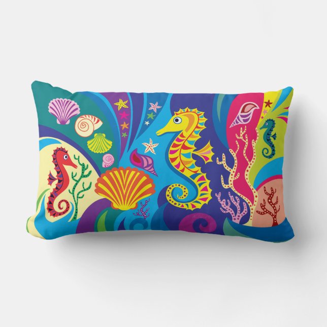 Nautical Seahorse Lumbar Cushion (Front)