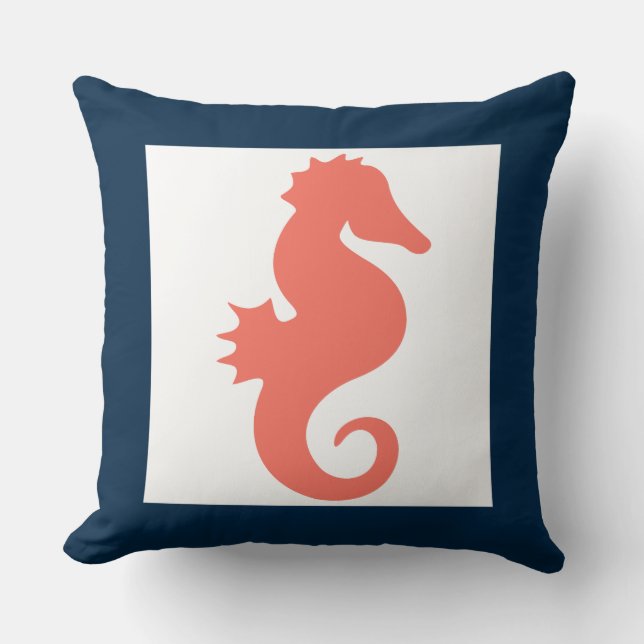 Nautical Seahorse Pillow (Front)