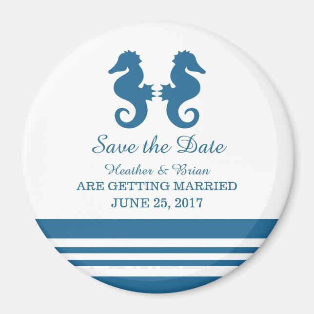 Nautical Seahorse Save the Date Magnet (Front)