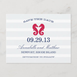 NAUTICAL SEAHORSE   SAVE THE DATE POST CARD