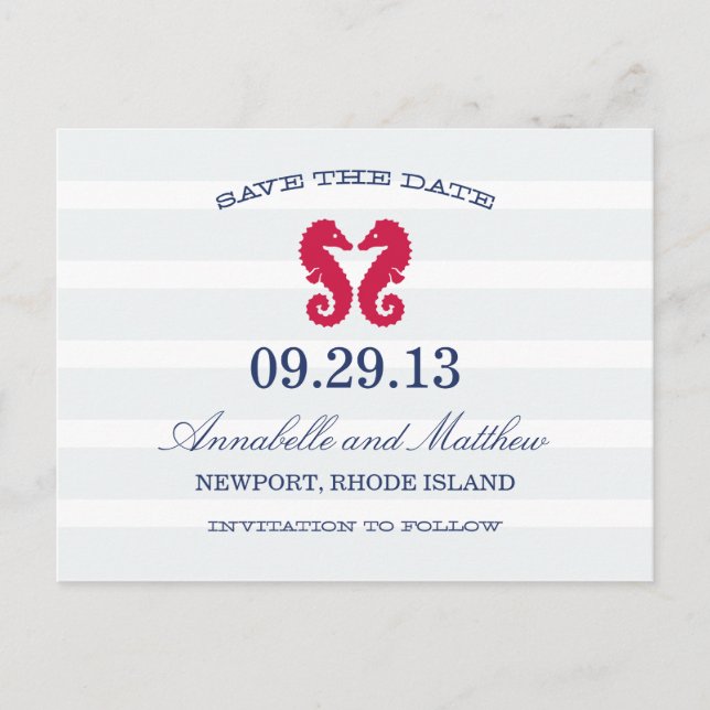 NAUTICAL SEAHORSE | SAVE THE DATE POST CARD (Front)