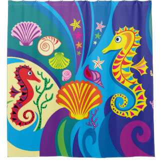 Nautical Seahorse Shower Curtain
