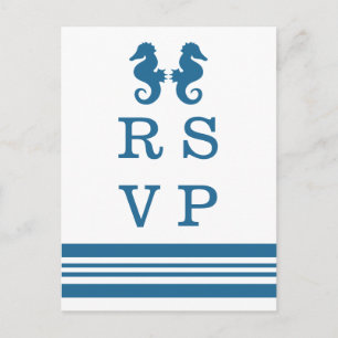 Nautical Seahorse Wedding RSVP Postcard