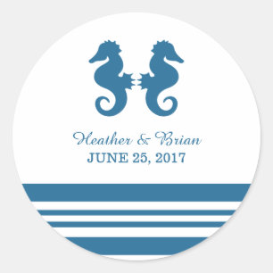 Nautical Seahorse Wedding Stickers