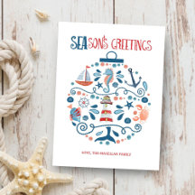 Nautical Seas & Greetings Beach Christmas Ornament