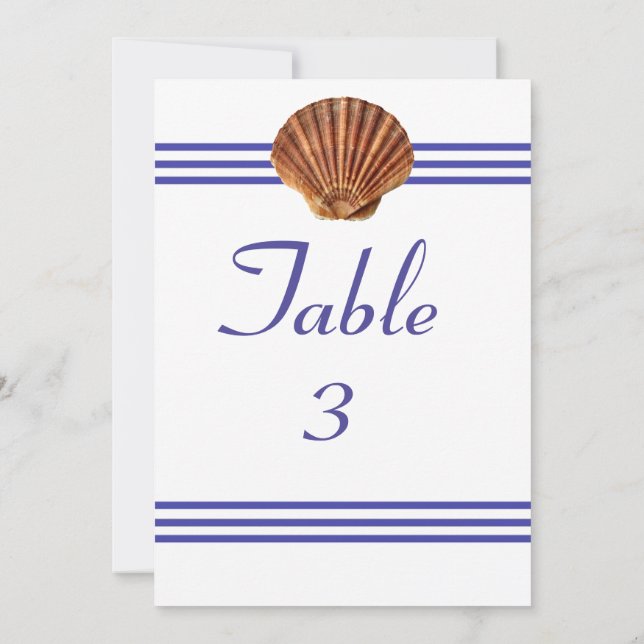 Nautical Seashell - 5x7 Table Number (Back)
