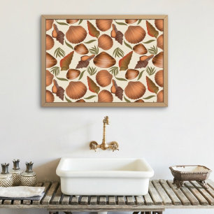 Nautical Seashell Floral Pattern Poster
