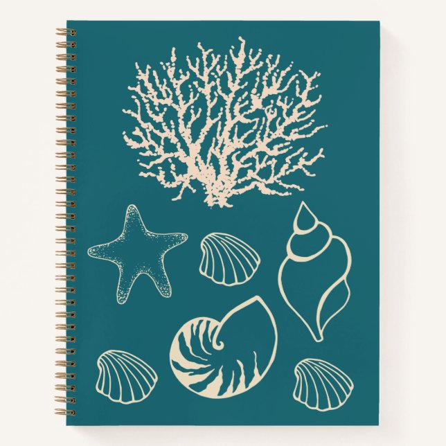 Nautical Seashell Sketchbook Gift Notebook (Front)