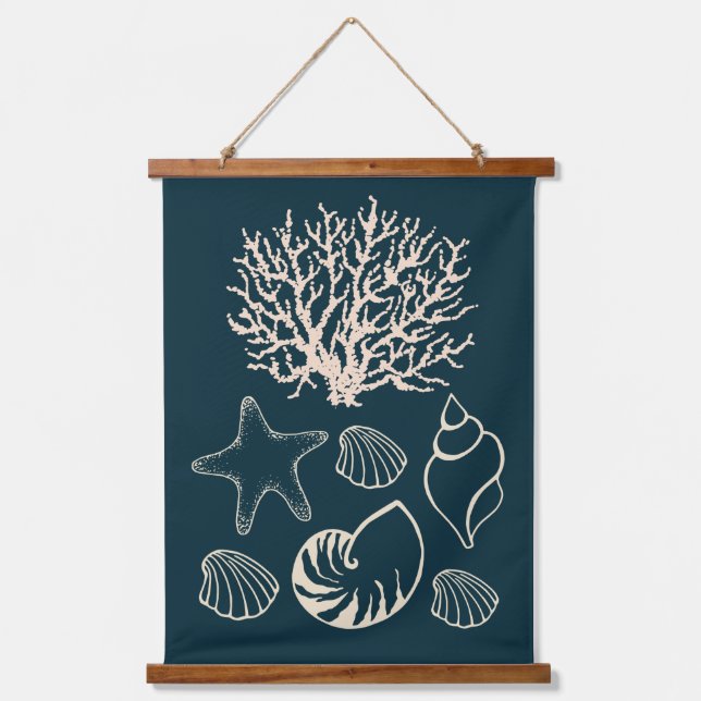 Nautical Seashell Wall Tapestry  (Front)
