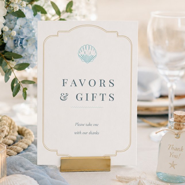 Nautical Seashell Wedding Tabletop Favour Signs (Nautical Seashell Wedding Tabletop Favor Signs)