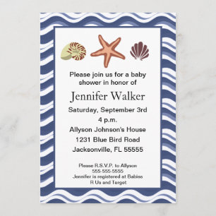 Nautical Seashells Baby Shower Invitation