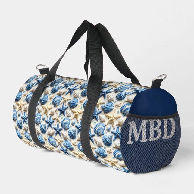 Nautical Seashells Beach Bag Duffle Bag (Right Corner)
