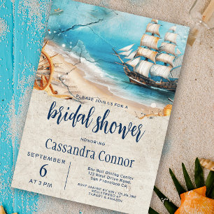Nautical Seaside Coastal Beach Bridal Shower Invitation