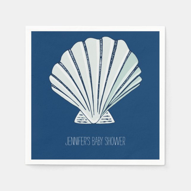 Nautical Seaside Shell Napkin (Front)