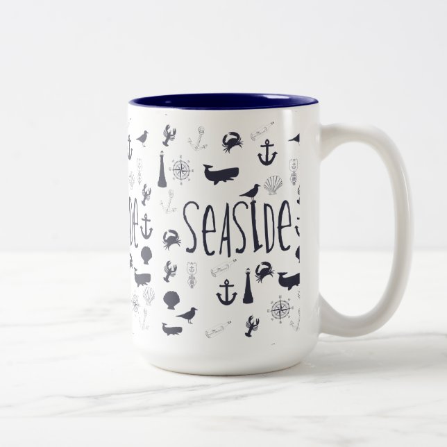 Nautical Seaside Two-Tone Coffee Mug (Right)