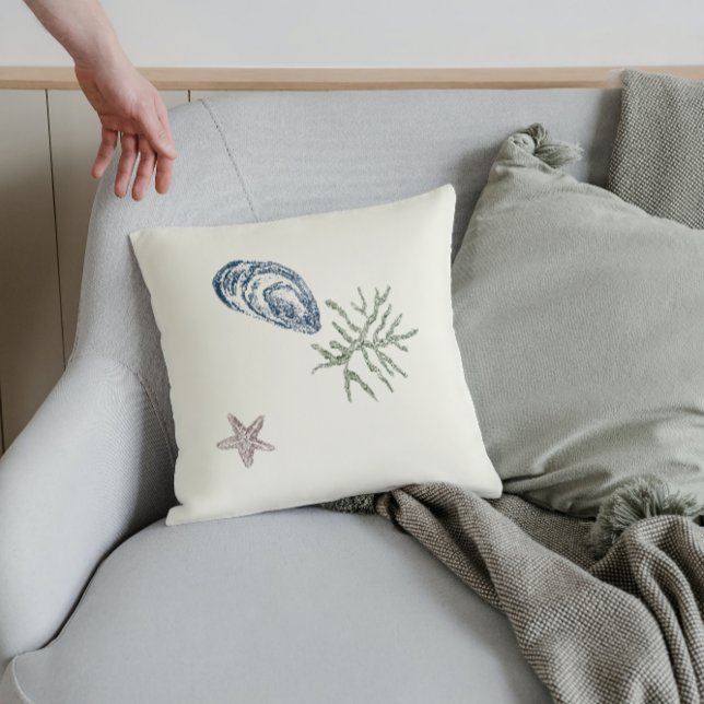 Nautical seaweed sea aqua antique sea life coastal cushion (Creator Uploaded)