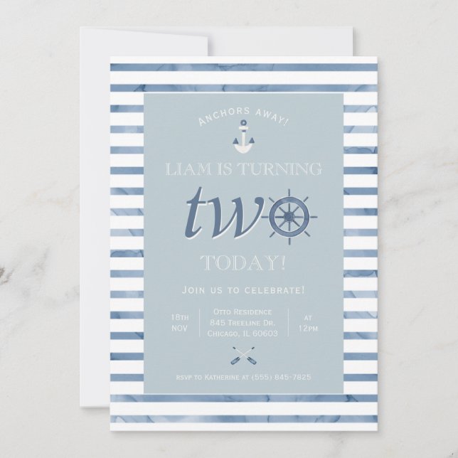Nautical Second Birthday Invitation (Front)