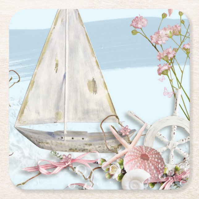 Nautical Series Design 3  Square Paper Coaster (Front)