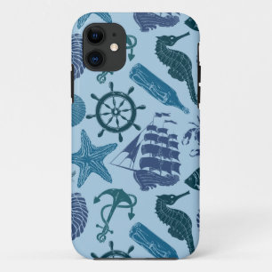 Nautical Shades Of Blue Pattern Case-Mate iPhone Case