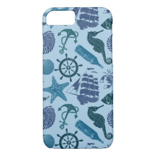 Nautical Shades Of Blue Pattern Case-Mate iPhone Case
