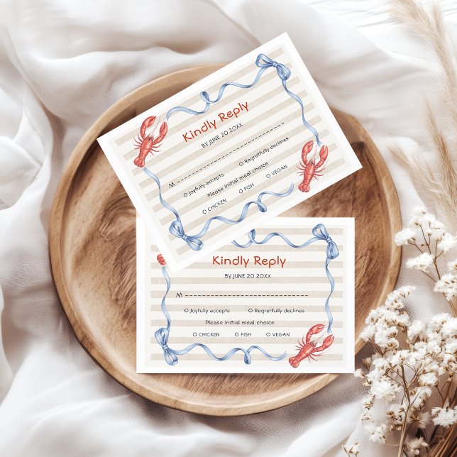 Nautical She Catch Lobster Bridal Shower Reply  Enclosure Card (Creator Uploaded)