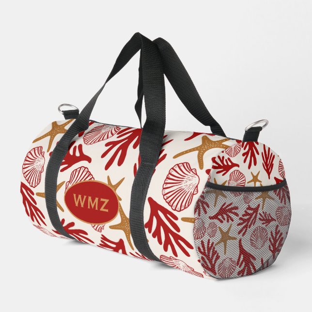 Nautical Shell Print Gym & Travel Bag (Right Corner)