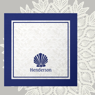 Nautical Shells on Navy  Tile