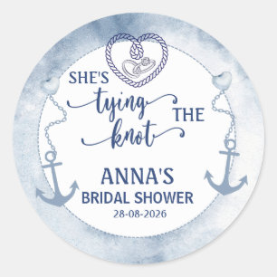 Nautical Shes Tying the Knot Bridal Shower Elegant Classic Round Sticker